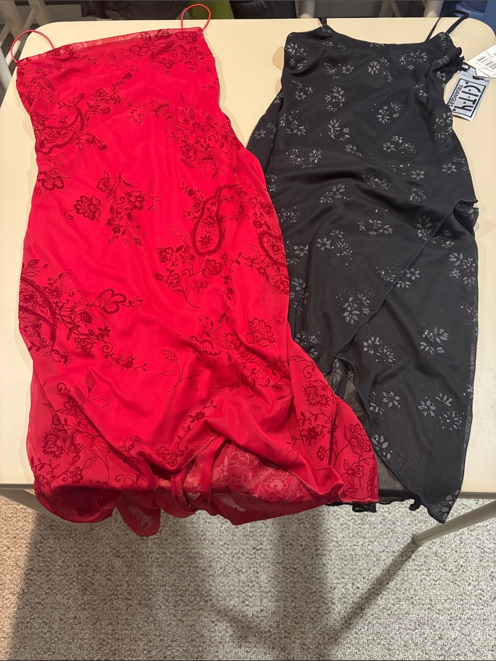 City Triangles Red Floral Slip Dress & Black Floral Slip Dress Both Size Small